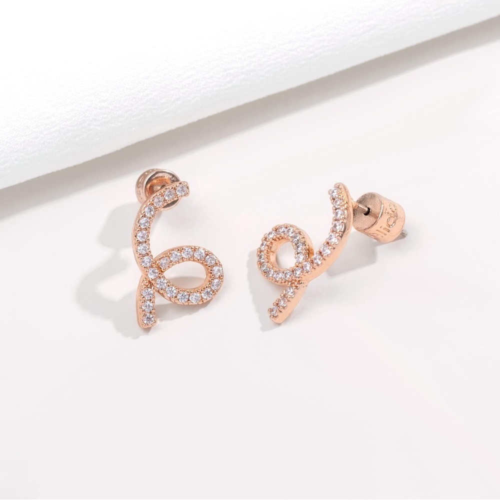 🆕 Alicia Bonnie “Show Your Love” Rose Gold 14K Plated Earrings w/Box & Dust Bag